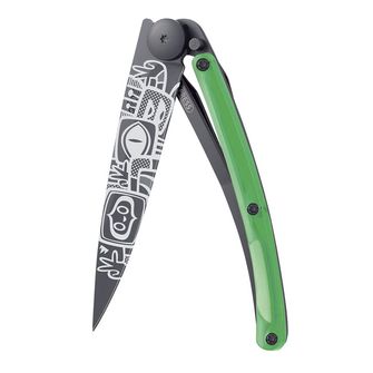 Deejo nóż składany Street collection black green Peace