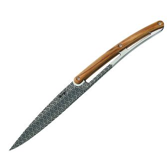 Deejo zestaw 6 noży z błyszczącym ostrzem, drewno oliwne, design Geometry