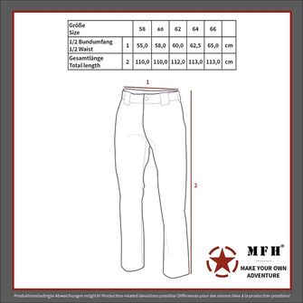Spodnie polowe MFH BW, większe rozmiary, kamuflaż BW