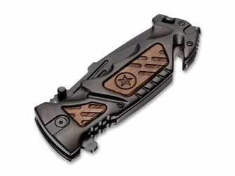 Nóż taktyczny Böker Plus AK-14 9,3 cm, czarny, aluminium, drewno, nylonowa pochwa