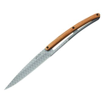Deejo zestaw 6 noży, ostrze szare matowe, drewno oliwkowe, design Geometry