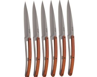 Deejo zestaw 6 noży Table szary tytan, coralwood