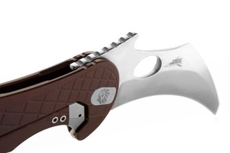 Nóż Lionsteel typu KARAMBIT opracowany we współpracy z Emerson Design. L.E. ONE 1 A ES Earth Brown/stone washed