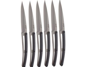 Deejo zestaw 6 noży Table szary tytan, drewno hebanowe