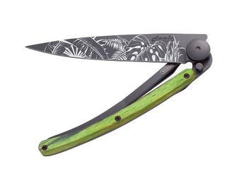 Deejo nóż składany Tattoo Black green beech Jungle