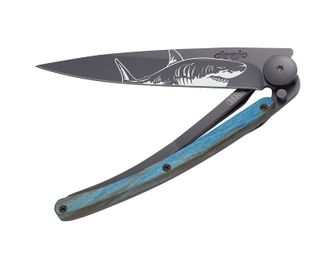 Deejo nóż składany Tattoo Black blue beech Shark