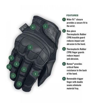 Mechanix Breacher Nomex® rękawice taktyczne,  czarne