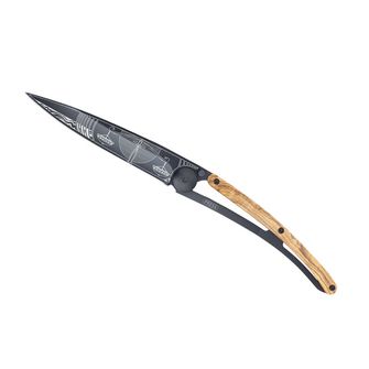 Deejo składany nóż Tattoo Black olive wood Libra