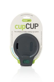 humangear CupCUP Kubek turystyczny 2w1 ze zintegrowanym dodatkowym kubkiem i pokrywką węglowy zielony