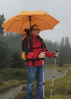 EuroSchirm teleScope handsfree UV Teleskopowy parasol trekkingowy z mocowaniem do plecaka, pomarańczowy