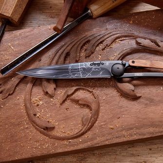 Deejo składany nóż Tattoo Black olive wood Sagittarius