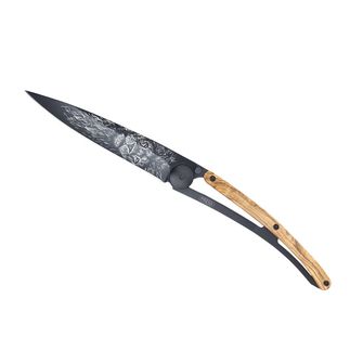 Deejo składany nóż Tattoo Black olive wood Leo