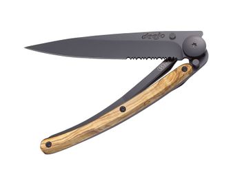 Deejo nóż składany Serration black olive wood