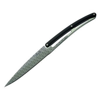 Deejo zestaw 6 noży, błyszczące ostrze, postrzępiona krawędź, rękojeść czarny ABS, design Geometry