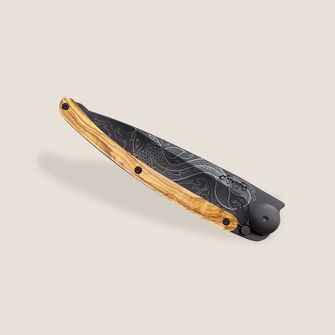 Deejo składany nóż Tattoo Black olive wood Pisces
