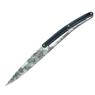 Deejo zestaw 6 noży, błyszczące ostrze, rękojeść czarna ABS design Toile de Jouy