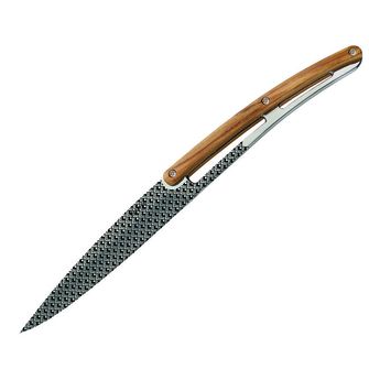 Deejo zestaw 6 noży z błyszczącym ostrzem, drewno oliwne, design Geometry
