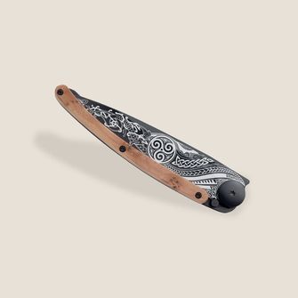 Deejo składany nóż Tattoo Black juniper wood Celtic