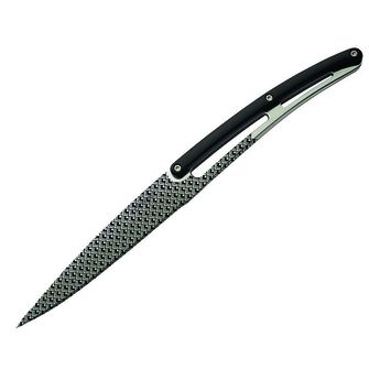 Deejo zestaw 6 noży, błyszczące ostrze, postrzępiona krawędź, rękojeść czarny ABS, design Geometry