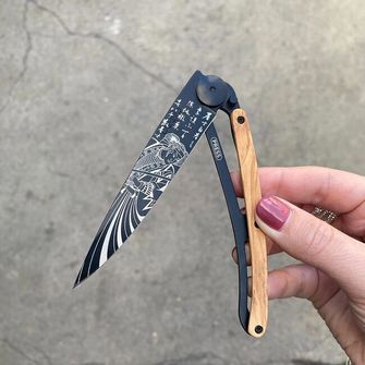 Deejo składany nóż Tattoo Black olive wood Samourair