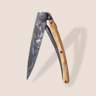 Deejo składany nóż Tattoo Black olive wood Taurus