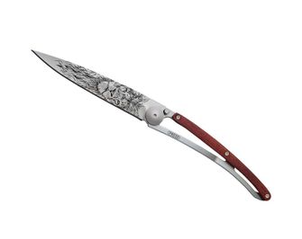 Deejo składany nóż Tattoo Lion coralwood