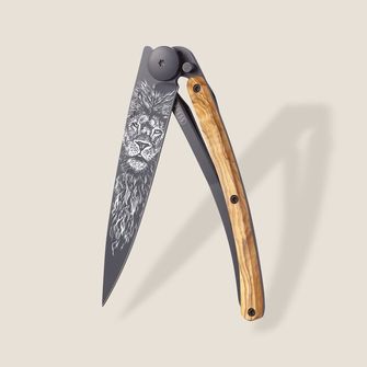 Deejo składany nóż Tattoo Black olive wood Leo