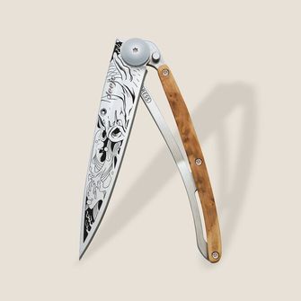 Deejo składany nóż Tattoo wood Carp