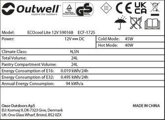 Outwell Kempingowy chłodzący box ECOcool Lite 24 12V, ciemnoniebieski