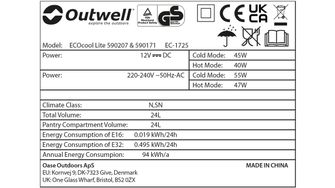 Outwell Kempingowy chłodzący box ECOcool Lite 24 12V/230V, ciemnoniebieski