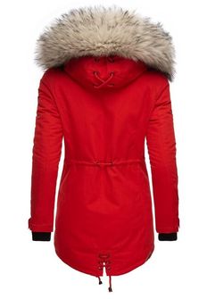 Navahoo LadyLike Damska kurtka zimowa z kapturem i futerkiem, czerwona