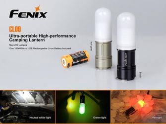 Fenix mini-latarka CL09 czarna, 200 lumenów