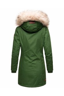Damska kurtka zimowa z kapturem i futerkiem Navahoo Cristal, zielona