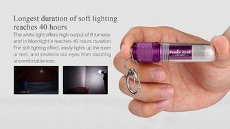 Fenix mini-latarka CL05 fioletowa, 8 lumenów