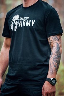 DRAGOWA koszulka z krótkim rękawem spartan army, czarna 160g/m2