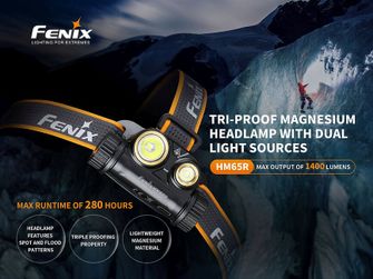 Fenix ​​​​HM65R + ładowalna latarka czołowa Fenix ​​​​E-LITE