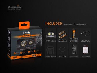 Fenix ​​​​HM65R + ładowalna latarka czołowa Fenix ​​​​E-LITE
