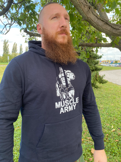 DRAGOWA męska bluza z kapturem muscle army man, czarny 320g/m2