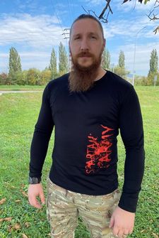 DRAGOWA Fit-T koszulka z długim rękawem RedWar, czarna 160g/m2