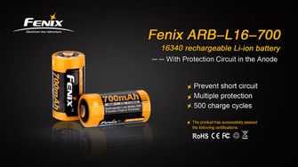 Fenix akumulator RCR123A, 700 mAh, Li-ion