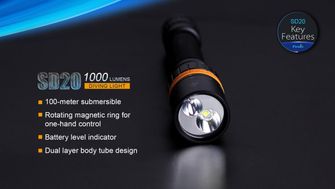Fenix SD20 latarka LED dla nurków, 1000 lumenów