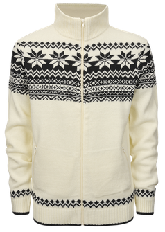 Sweter norweski z zamkiem błyskawicznym, biały
