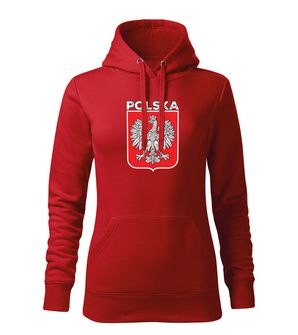 DRAGOWA bluza z kapturem damska Godło Polski z napisem, czerwona