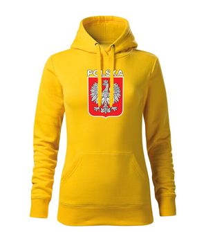 DRAGOWA bluza z kapturem damska Godło Polski z napisem, żółta