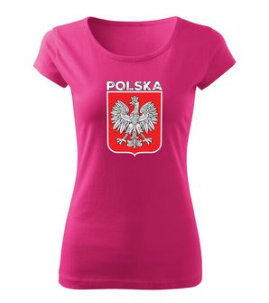 DRAGOWA damska koszulka z krótkim rękawem Godło Polski z napisem, różowa