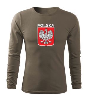 DRAGOWA Fit-T koszulka z długim rękawem Godło Polski z napisem, oliwkowa