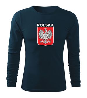 DRAGOWA Fit-T koszulka z długim rękawem Godło Polski z napisem, ciemna niebieska