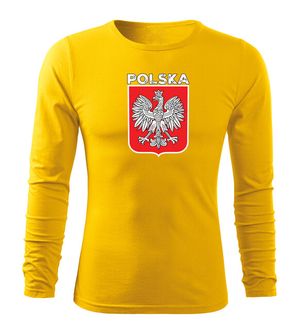 DRAGOWA Fit-T koszulka z długim rękawem Godło Polski z napisem, żółta