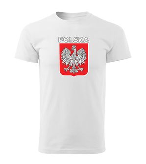 DRAGOWA koszulka z krótkim rękawem Godło Polski z napisem, biala