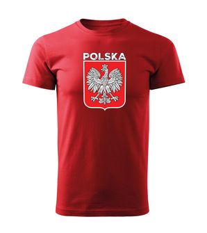 DRAGOWA koszulka z krótkim rękawem Godło Polski z napisem, czerwona